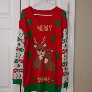 Merry Christmas Reindeer Jingle Bells Ugly Sweater